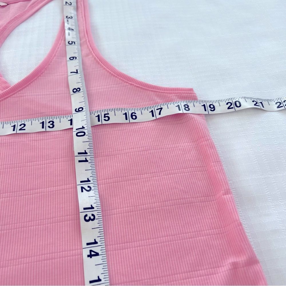 Victoria’s Secret Petal Pink Silver Stipe Racerback Athleisure Yoga Tank Size M - Picture 10 of 13